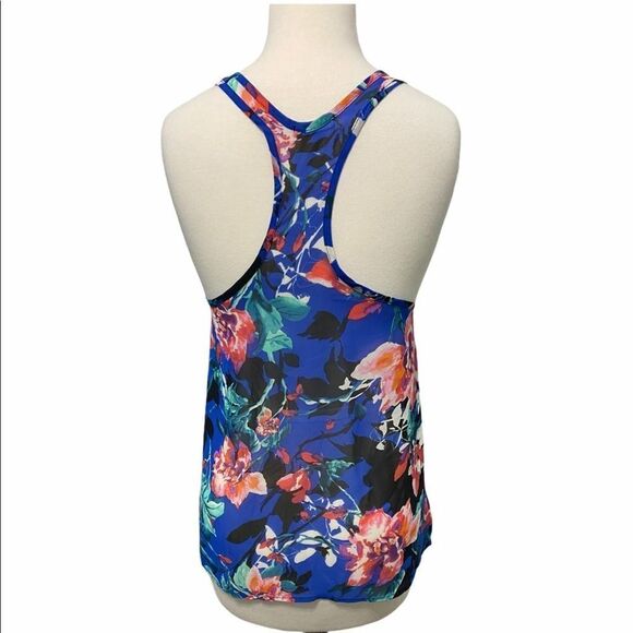 Everly Floral Racerback Tank Top Blue Size Small - Picture 2 of 10